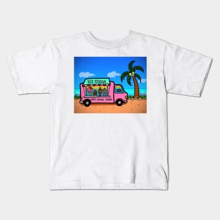 Street food truck ice cream outdoor beach summer Kids T-Shirt